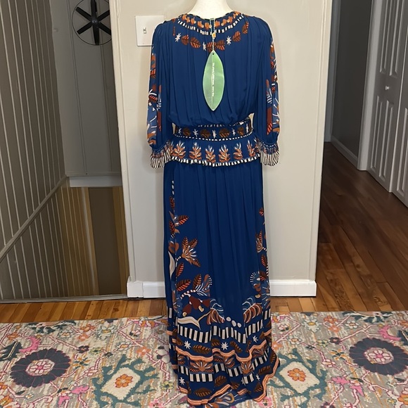 Farm Rio Nature Beauty Blue Short Sleeve Maxi Dress NWT Size Small - Picture 8 of 11